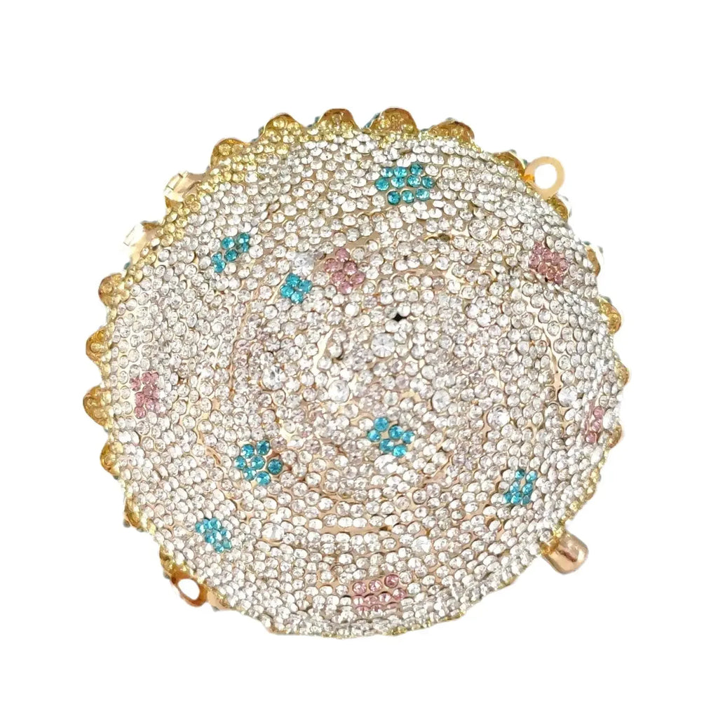 Boutique De FGG Women Blue Cupcake Evening Bag Crystal Clutch Purses Wedding Bridal Rhinestone Clutch Bag Party Minaudiere Bag