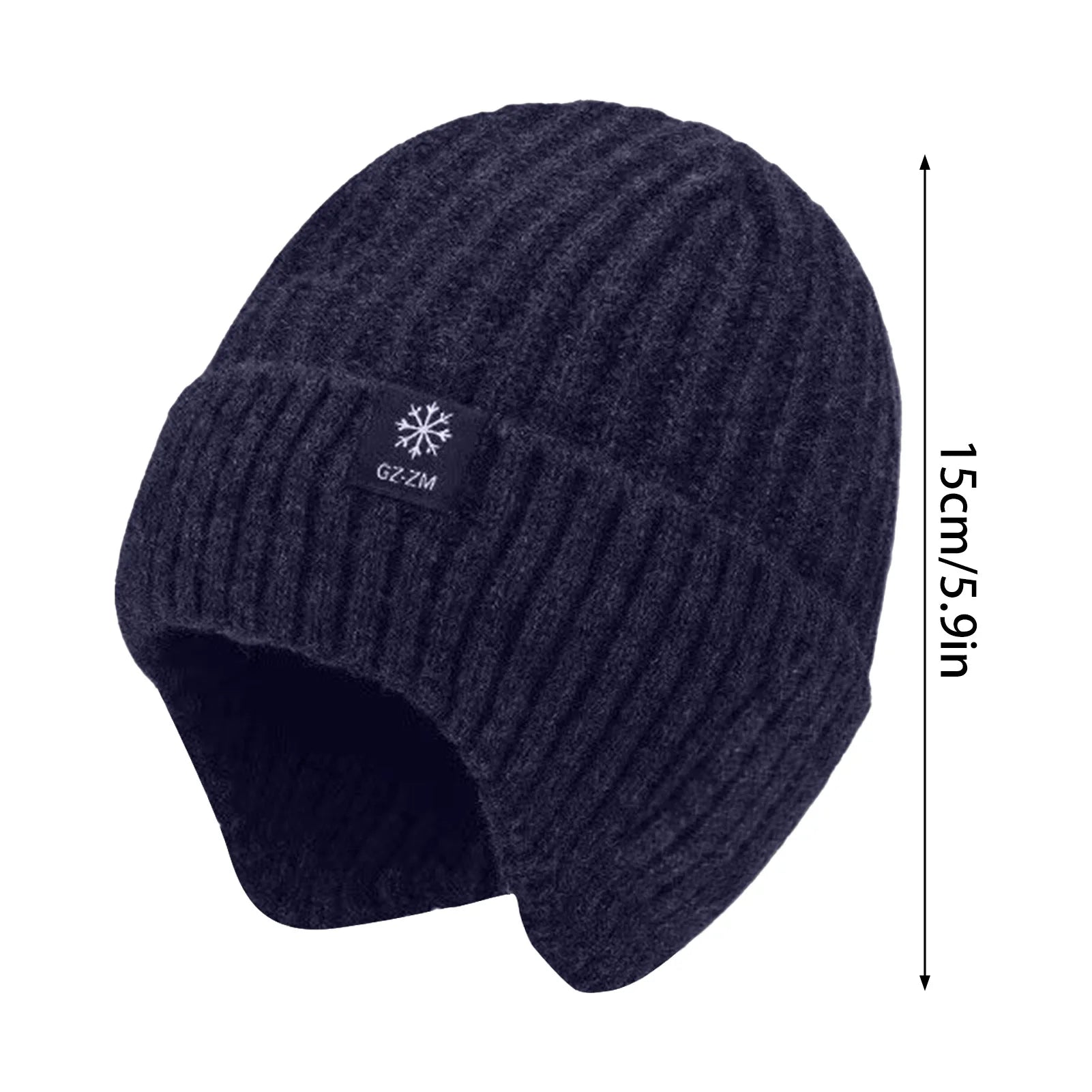 Men's Winter Knitted Warm Hats Soft Stretch Ear Protection Thickened Knitted Wool Cap Beanie Suitable For Cold Weather