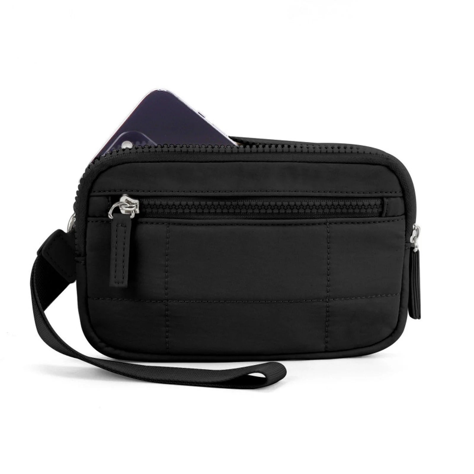 Fashion Quilted Crossbody Bag Travel Zipper Shoulder Bag Casual Multi Pocket Clutch Bag Stylish Lightweight Portable Women