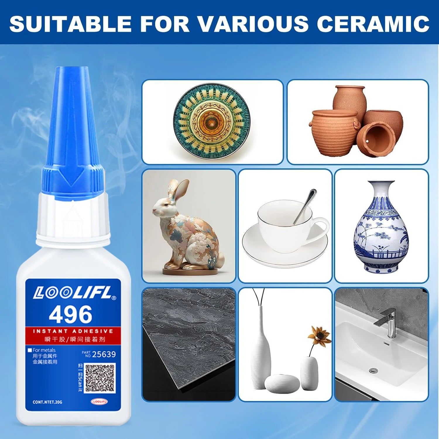LOOLIFL20g 496 Multifunctional Adhesive Is Suitable for Metal, Plastic Toys, Shoes, Ceramics, DIY Handicrafts, and Daily Repairs