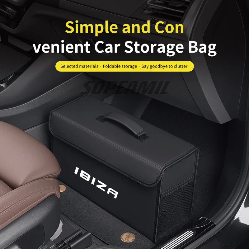 Car Trunk Organizing And Storage Box For Seat Leon IBIZA Brand new Leather Trunk storage box Automobile interior Accessories