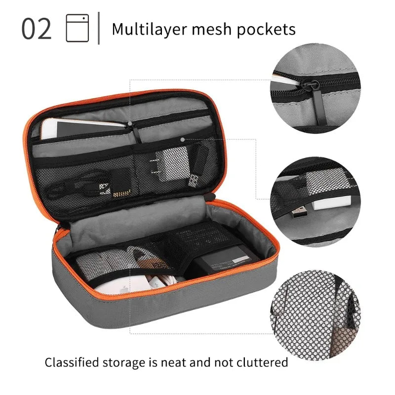 1pc Travel Cable Organizer Bag Portable Waterproof Carry Pouch for USB Charger Cord and Electronic Accessories