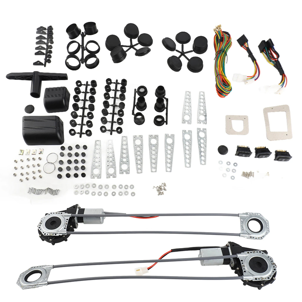 12V Universal Electric Power Window Lift Regulator Conversion Kit for 2 Door Pickup SUV Truck Van Car