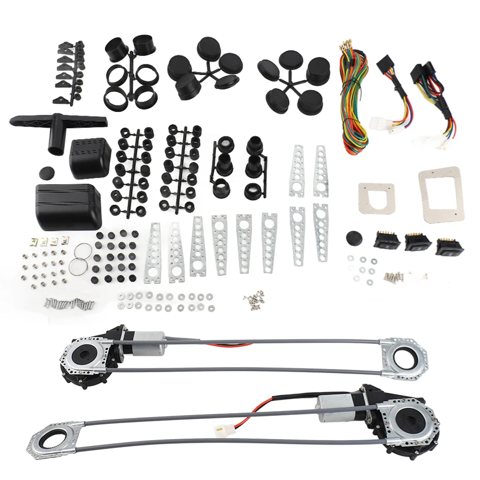 12V Universal Electric Power Window Lift Regulator Conversion Kit for 2 Door Pickup SUV Truck Van Car