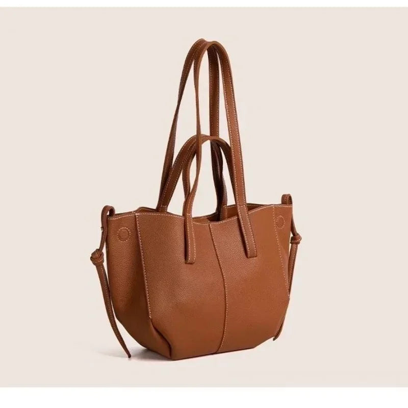 New France PU Leather Tote Large Capacity Women's Senior Sense Shoulder Underarm Bag Fashion Trend Magnetic Snap Interlayer