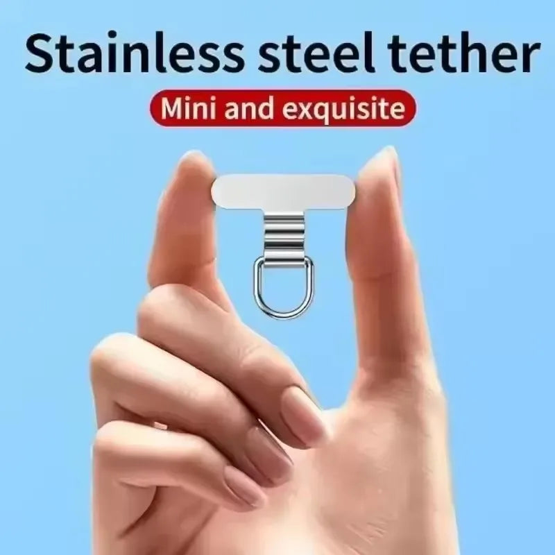 Mini Ultra-Thin Stainless Steel Mobile Phone Lanyard Patch Pad Silent Hole Clip Charging Port Gasket Lanyard Tab Card for iPhone