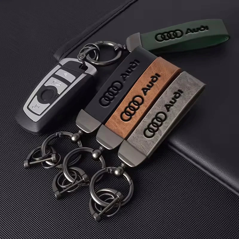 Leather Car Keychain Key Chain Keying Pendant Holder Accessories For Audi Sline A4 A3 A6 TT S4 S5 S6 A1 A2 A5 A7 A8 Q1 Q2 Q3 Q4