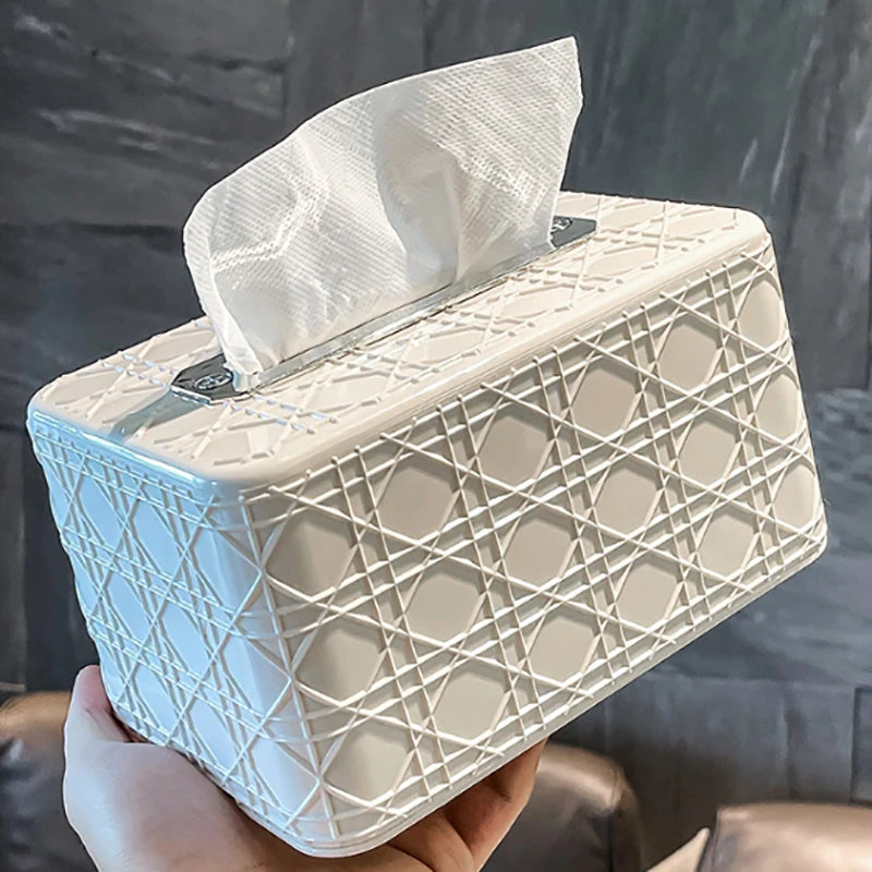 New Rattan Pattern Tissue Box Living Room Paper Box Desktop Tissue Box Car Tissue Box Toilet Tissue Box