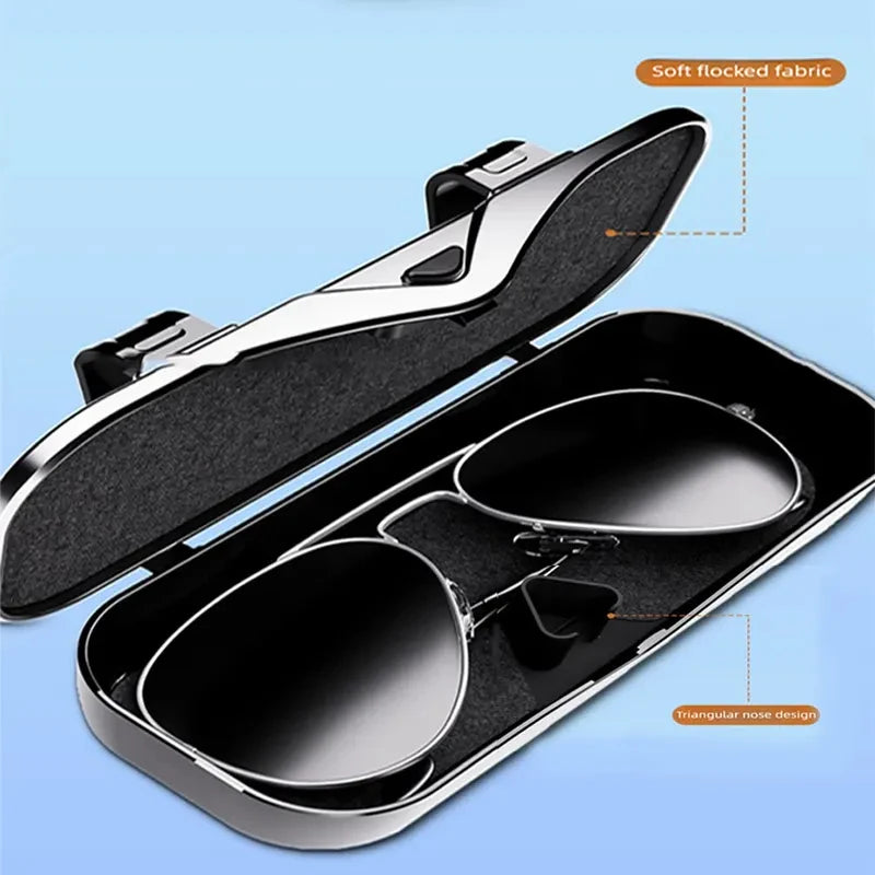 Multifunctional Car Sun Visor Glasses Holder, Portable Eyeglass Storage Box