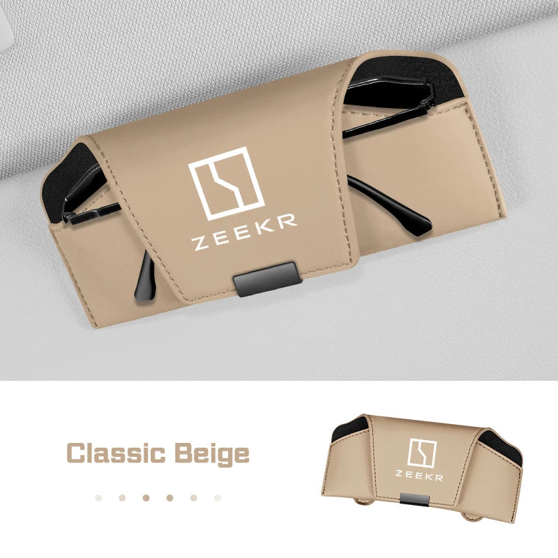 Sunglasses Box Magnetic Leather Car Visor Glasses Case For ZEEKR 001 007 009 X MIX 7X 9X M-Vision Glasses Case Car Accessories