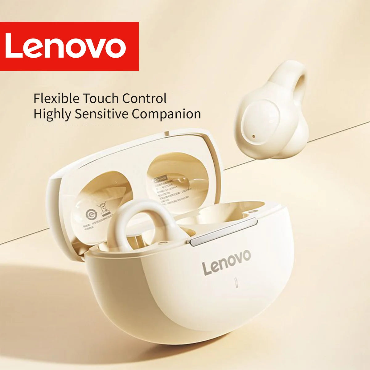 Lenovo Active Noise Cancelling Anc Wireless Clip-On Sport Earbuds Hi-Fi Bt 5.4 Long Battery Life Ergonomic Design for Workout