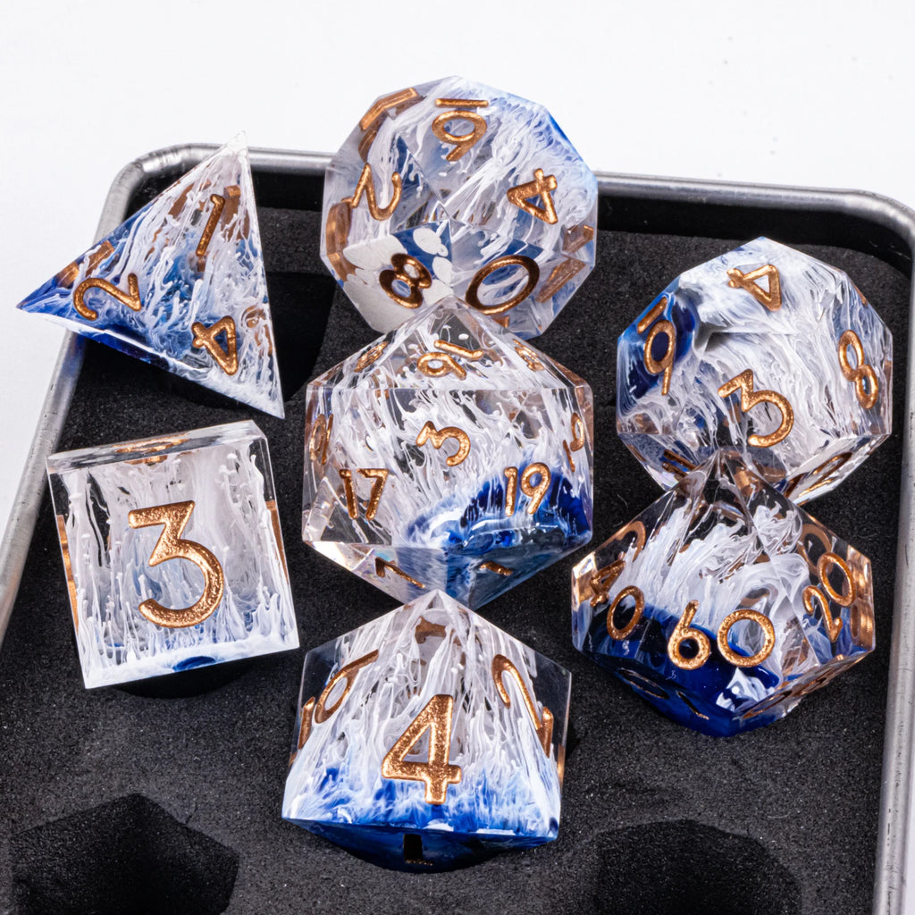 Handmade D&D Polyhedral Dice Set for Dungeons and Dragons, D and D Dice, Sharp Edged Resin D&D Dice Set Gifts, D20 Dice