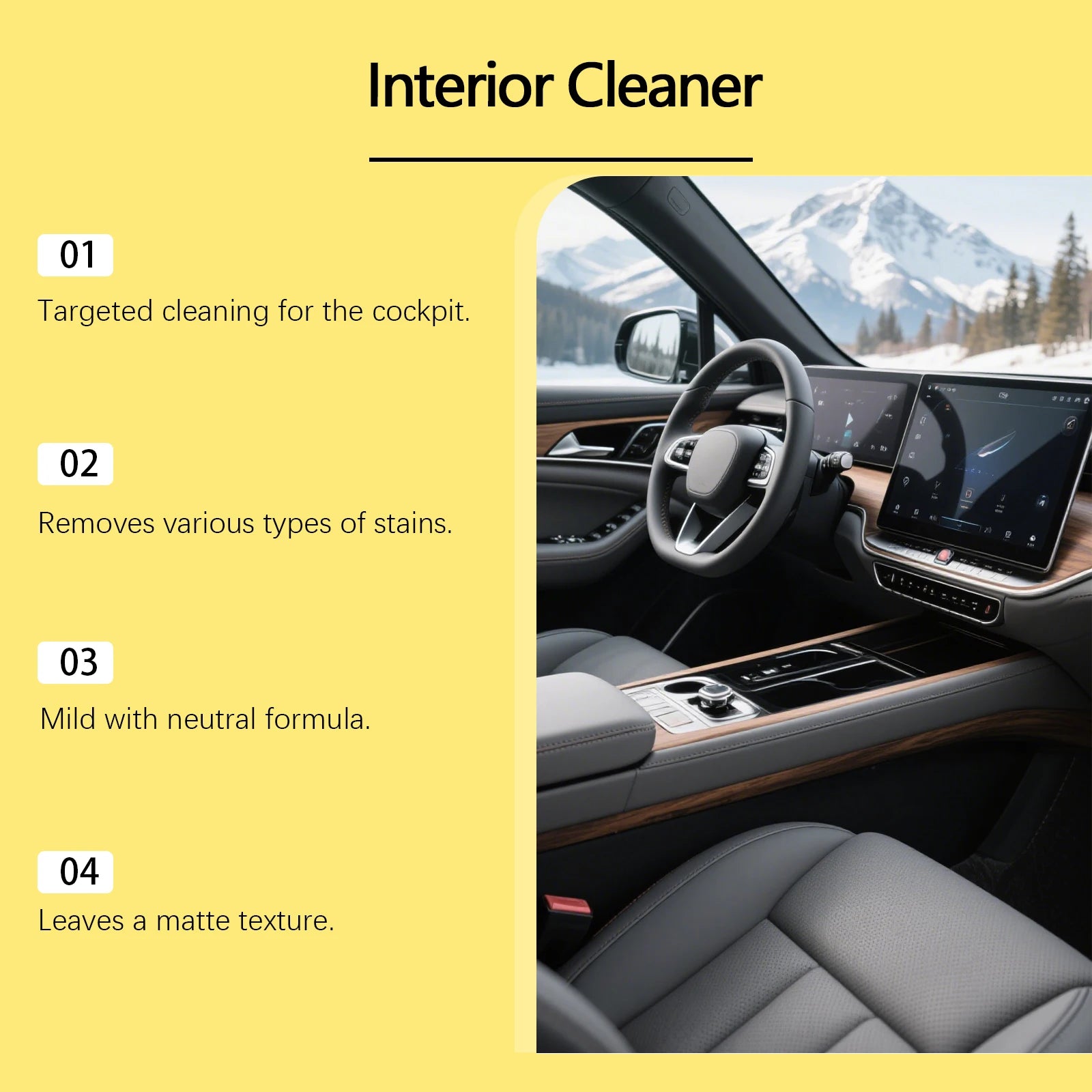 Car Interior Cleaner Effectively Removes Dust Grease Stains Cleans Polishes Interior Dashboard Enhances Shine Refurbishing Agent