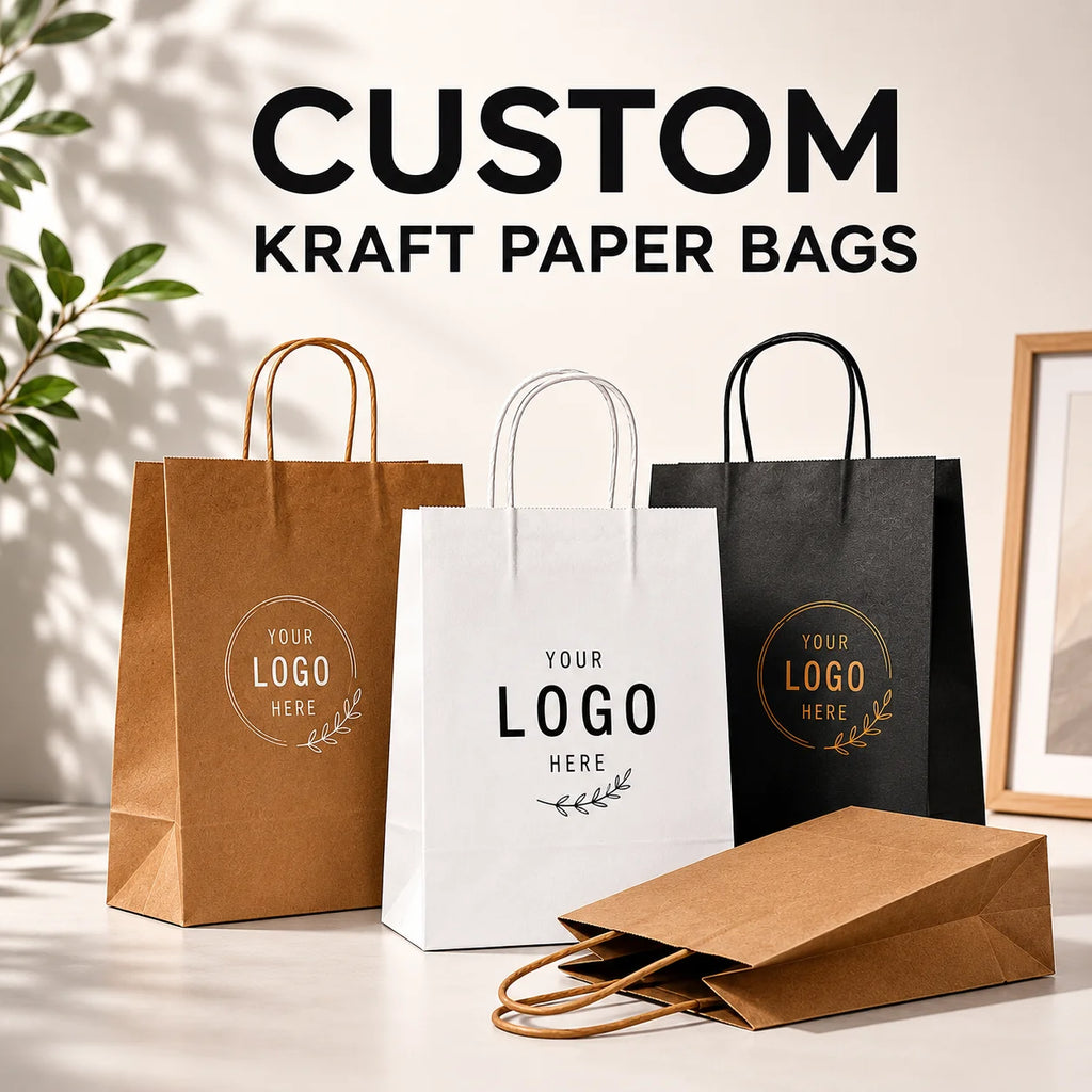 Wholesale kraft paper bags with Handle Custom Logo Cosmetic Clothing Packaging Bags Grocery Shopping Bags Gift Bags