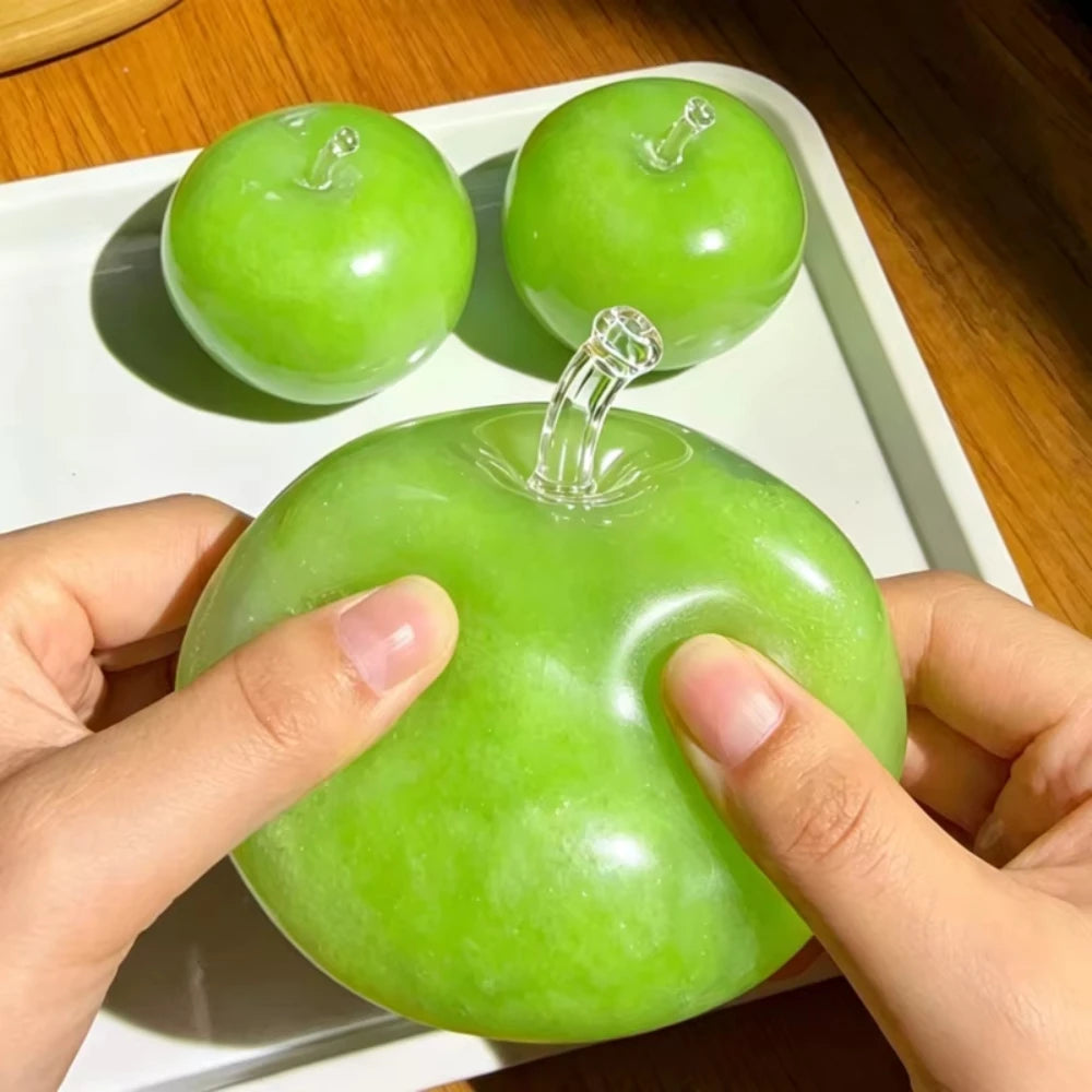 Green Apple Slushie Squishy Fidget Toy Crunchy Moldable Non-Bounce Sensory ADHD Stress Reliever Medium Grip Strength Slow Rising