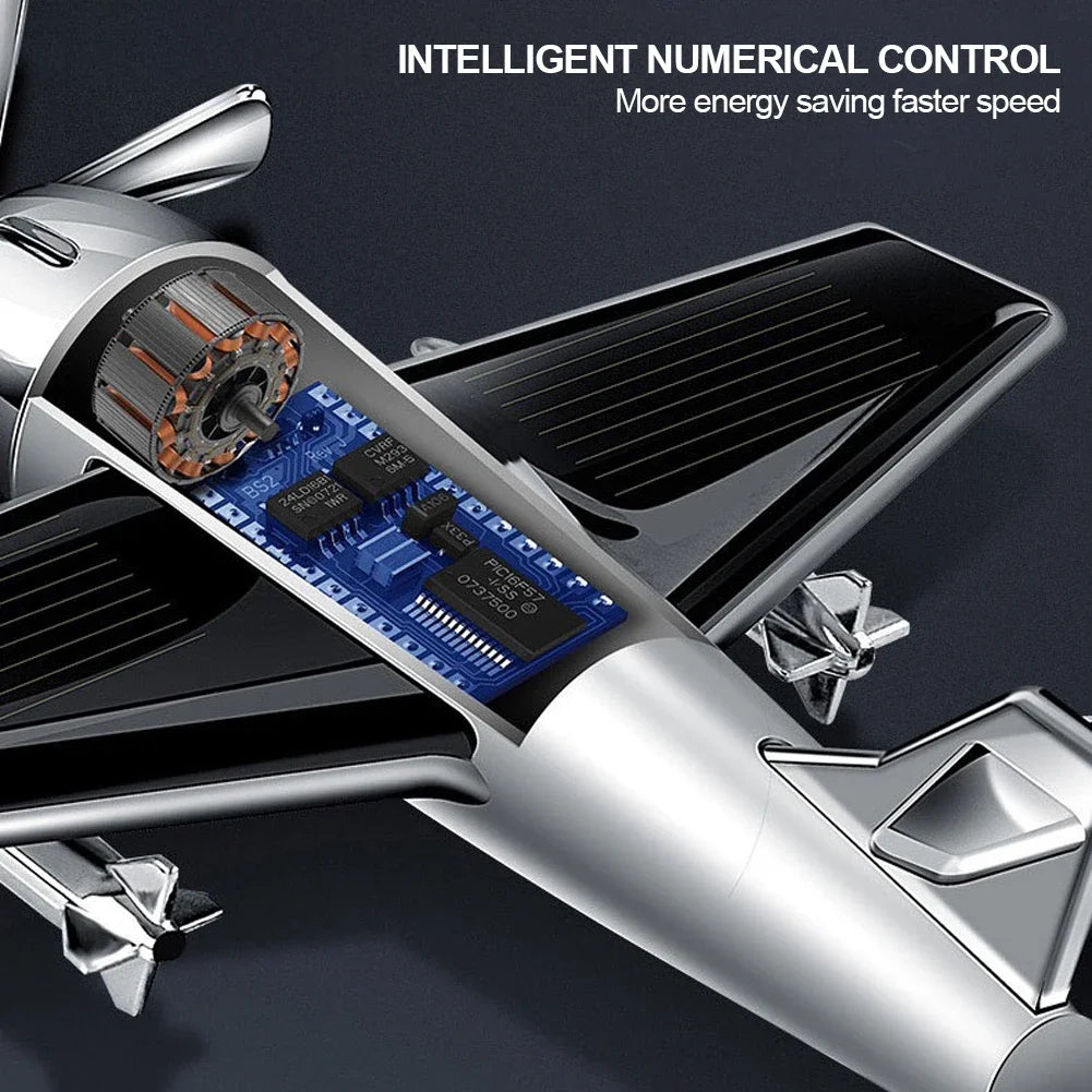 Solar Plane Car Perfume Rotating Mini Aircraft Decoration Car Air Freshener Car Decorative Accessories Car Odor Eliminator