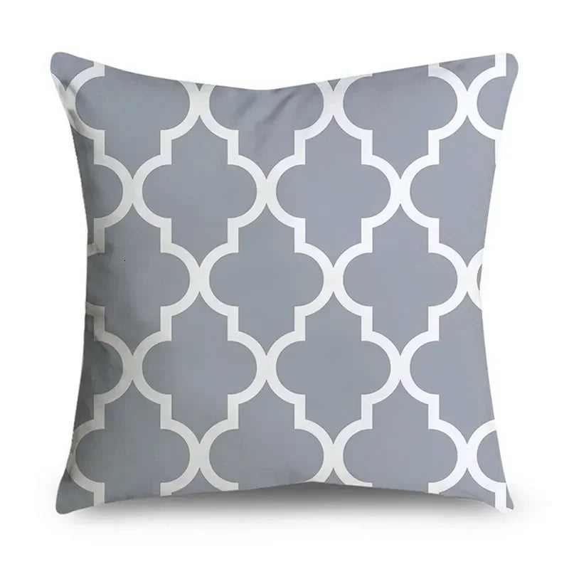 Gray Striped Geometric Double-sided Printed pillow cover Short plush Suitable living rooms bedrooms sofas throw cushion cover