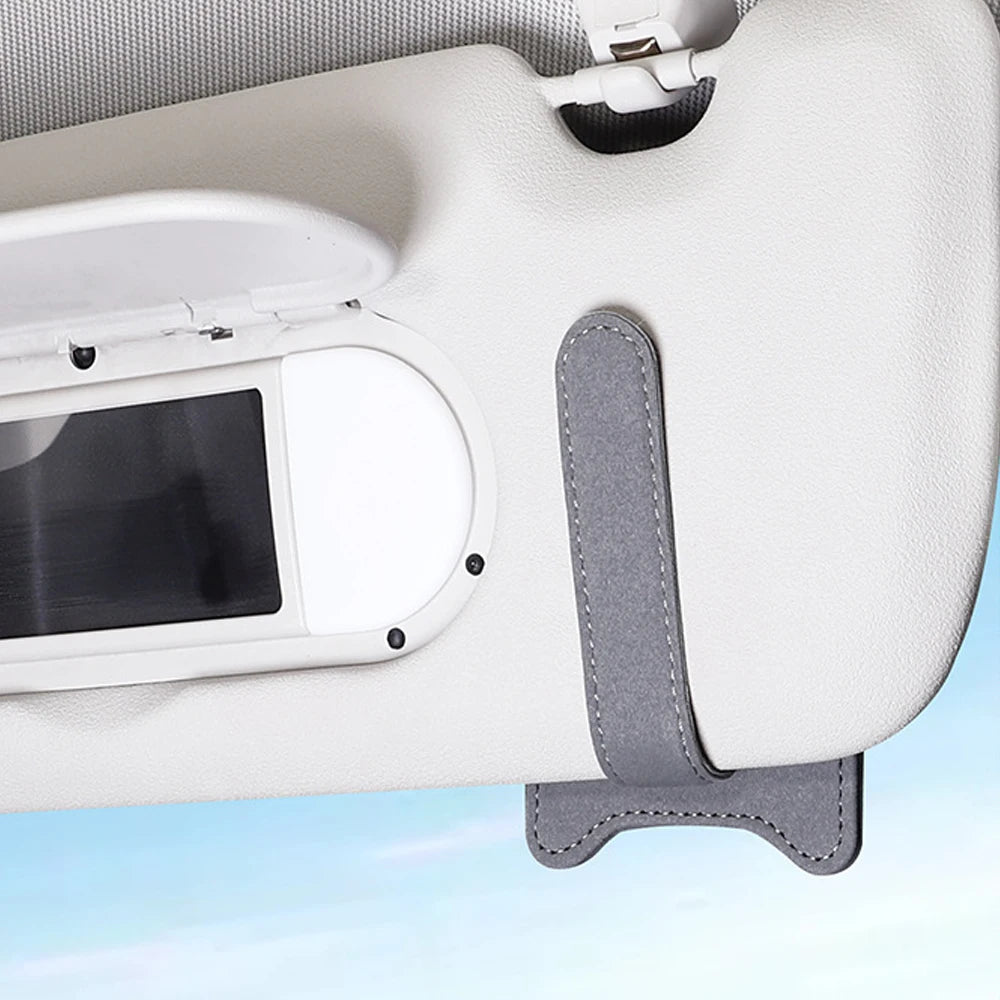 Magnetic Car Sunglasses Holder Sun Visor Glasses Clip PU Eyeglasses Hanger Portable Ticket Card Clip Auto Accessories