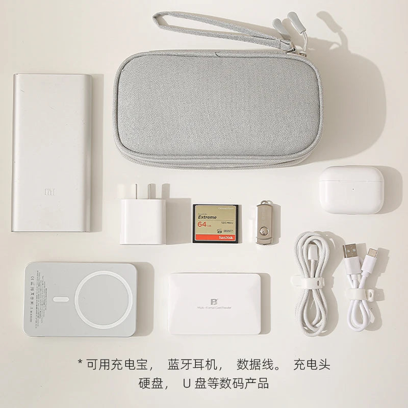 Portable Double Layer Digital Storage Bag Adjustable Dividers Travel Cable Organizer Case for Power Bank Hard Drive Charger