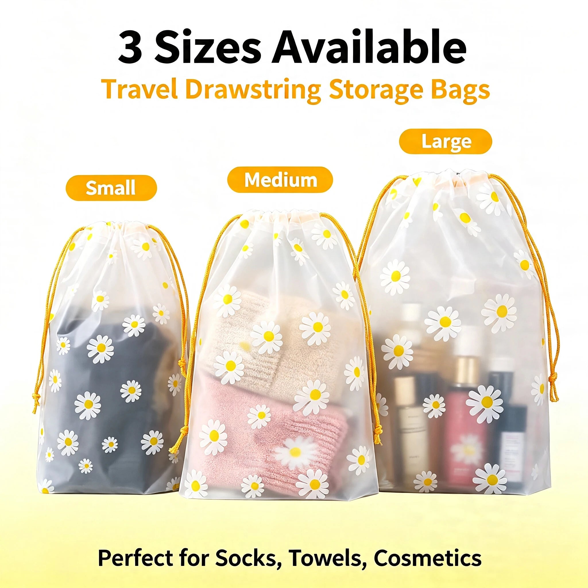 10Pcs Transparent Waterproof Travel Cosmetic Bag with Drawstring Plastic Storage Bag for Towels Socks Bathroom Beach Organizer
