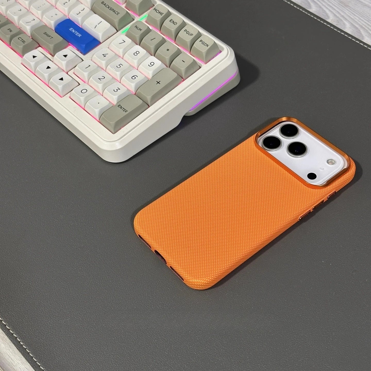 Fashion Orange Plaid Magnetic Case for iPhone 17 Pro Max Magnets Carbon Phone Cover Camera Lens Protection Fundas Hard PC Shell