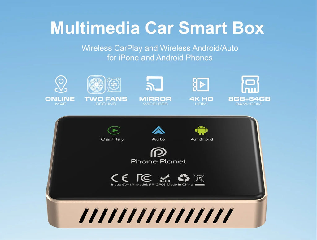 8G+64G CarlinKit CarPlay AI Box Android 13.0 Wireless CarPlay Adapter 2.4+5G GPS FOTA For Netflix YouTube Play Store