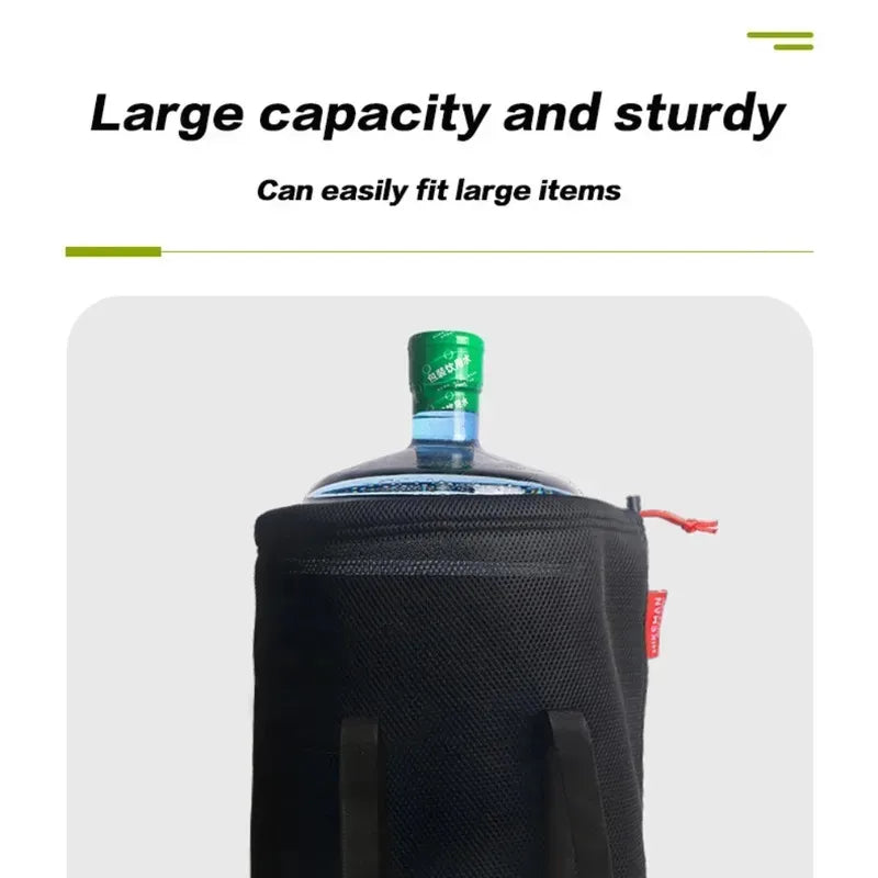Portable Set Pot Storage Bag Ultra Light Mesh Fabric Tableware Bag Breathable Drawstring Buckle Bundle Mouth Handbag Outdoor