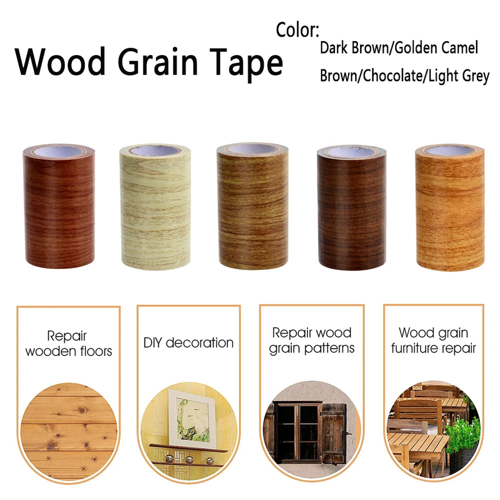 1 Roll DIY Wood Grain Repair Tape 8cmx4.5m, Self-Stick for Instant Furniture & Floor Renovation, Covers Scratches Easy ﻿