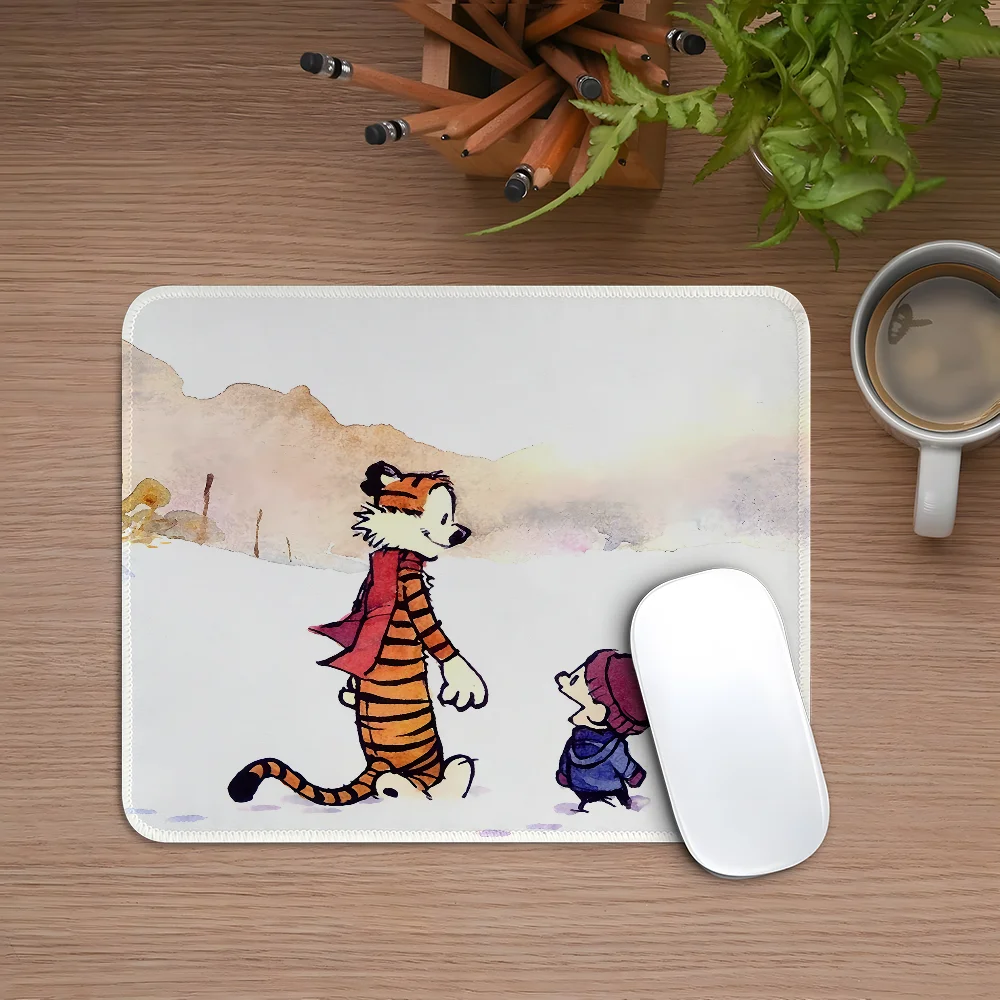Cartoon C-Calvin And H-Hobbes Mouse Pad Esports Mousepad Laptop Computer Locking Edge Office Desk Mat Rubber Small Anti Slip Pad