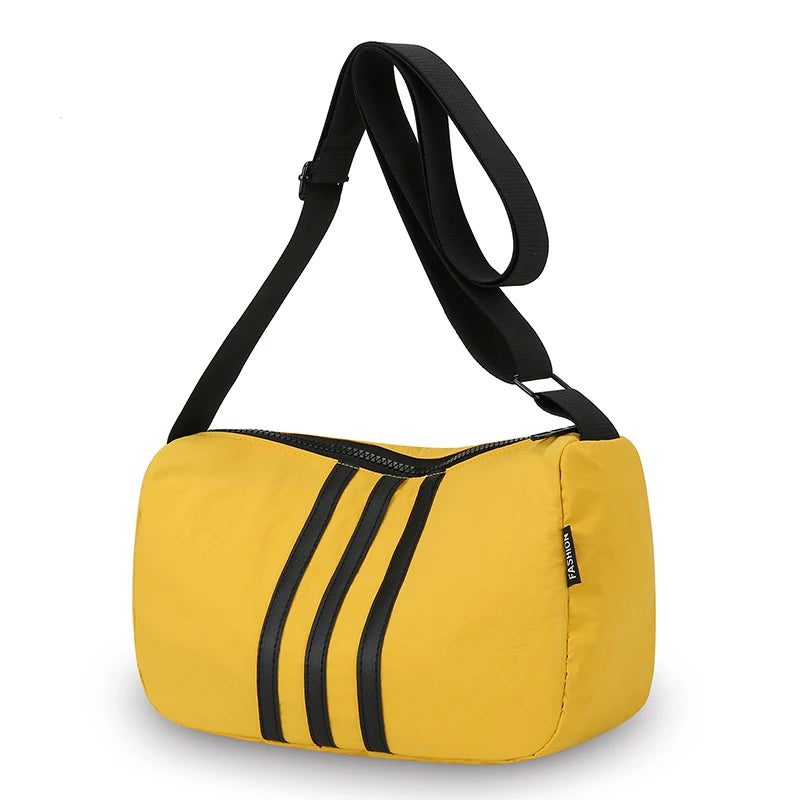 Crossbody Bag Women Large Capacity Nylon Striped Casual Sports Single Shoulder Purse Oxford Travel Handbag Outdoor Gym Luggage