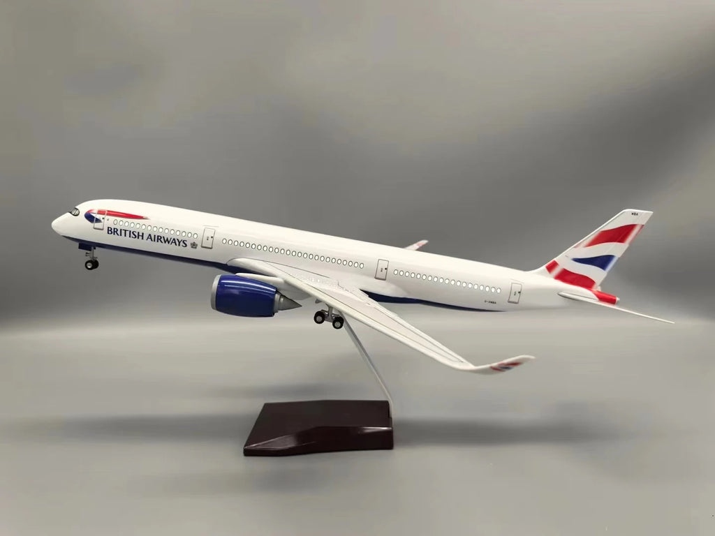 New 47cm Airplane Model A350 British Airlines 1:142 Scale Plane ABS Plastic Model With Lights Landing Gear Souvenirs Decoration