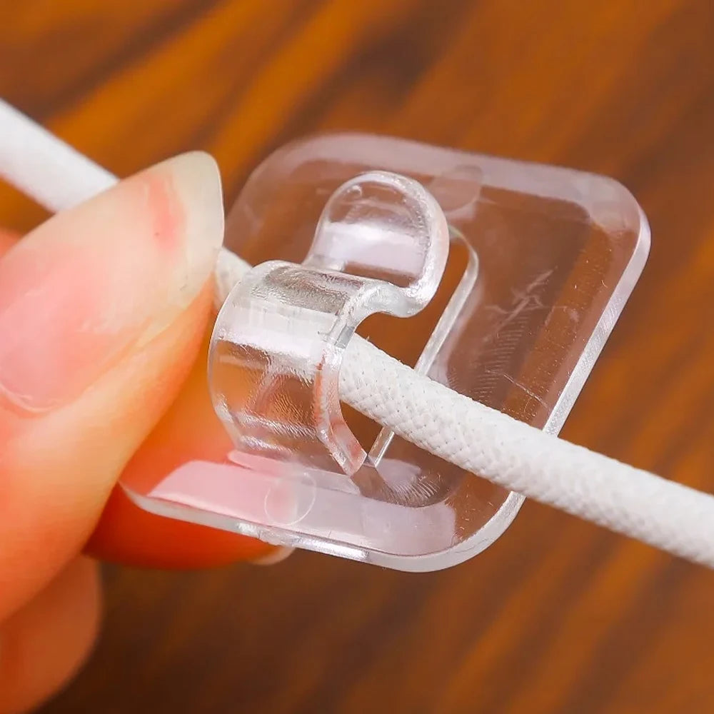 Self Adhesive Cable Fixing Hook, Wall Hooks for Hanging String Light, Transparent Cable Hooks Organizer, Light Strip Rope Wire H