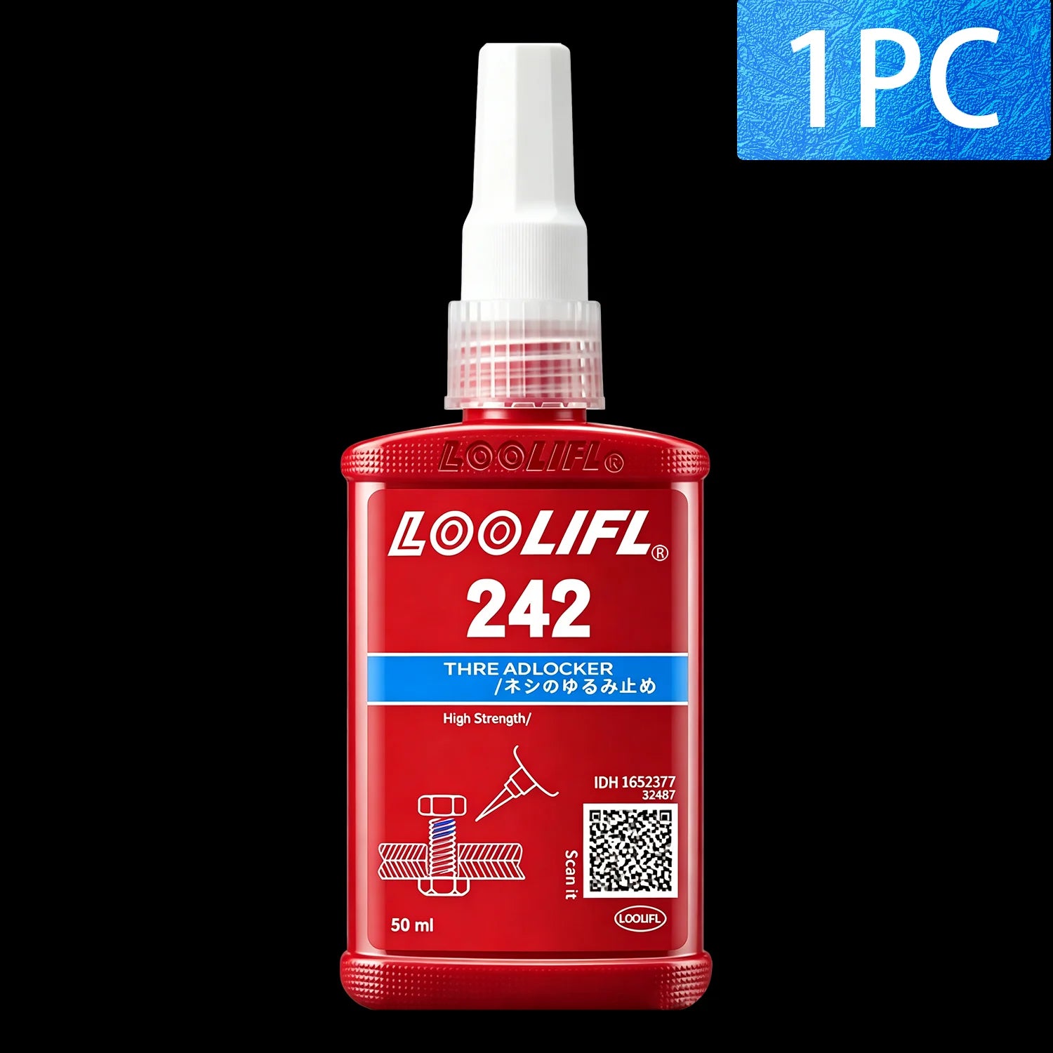 LOOLIFL 271 Red Thread Locker High Strength Removable Screw Lock Glue, Anti-Vibration Anti-Rust Sealant Metal Fasteners Bolts