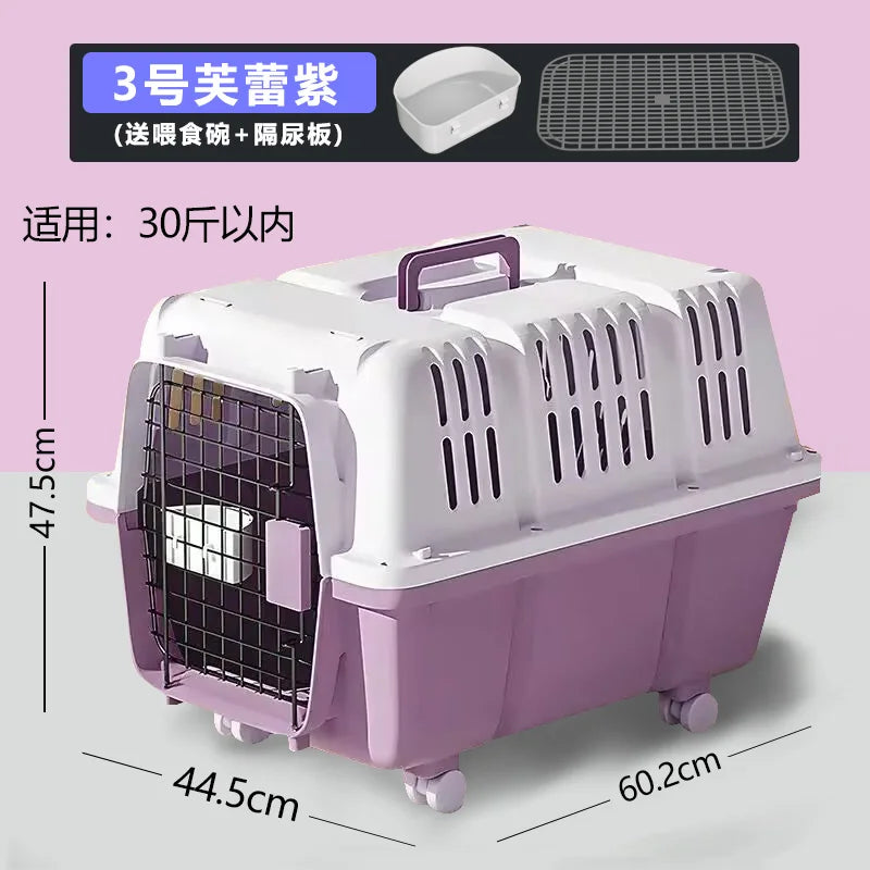 ‌Large Dog Crate for Air Travel - Pet Carrier with Wheels, Foldable Kennel for Golden Retriever, Airline Approved Portable Cage