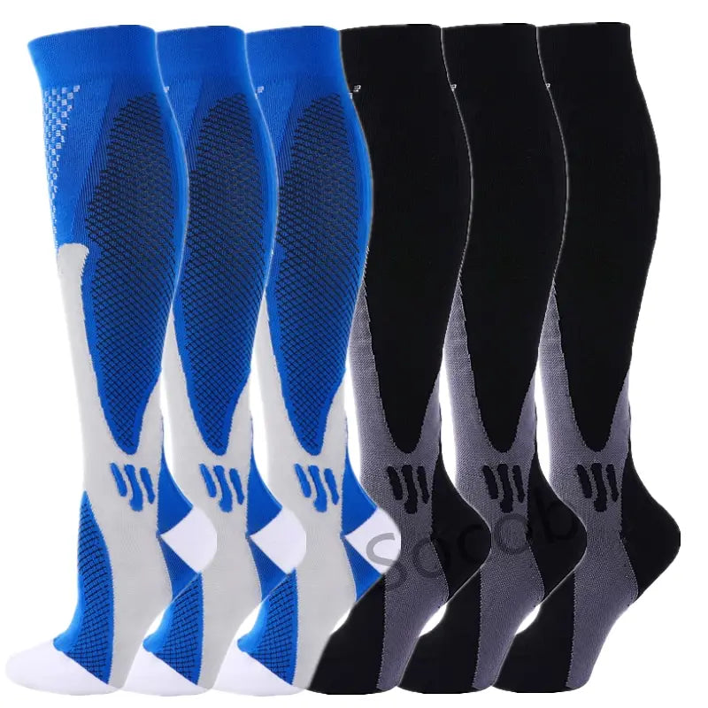 6/7 Pairs Compression Socks Varicose Diabetes Sock Running Cycling Hiking Touring Bicycle Marathon Outdoor Rugby Edema Long Tube