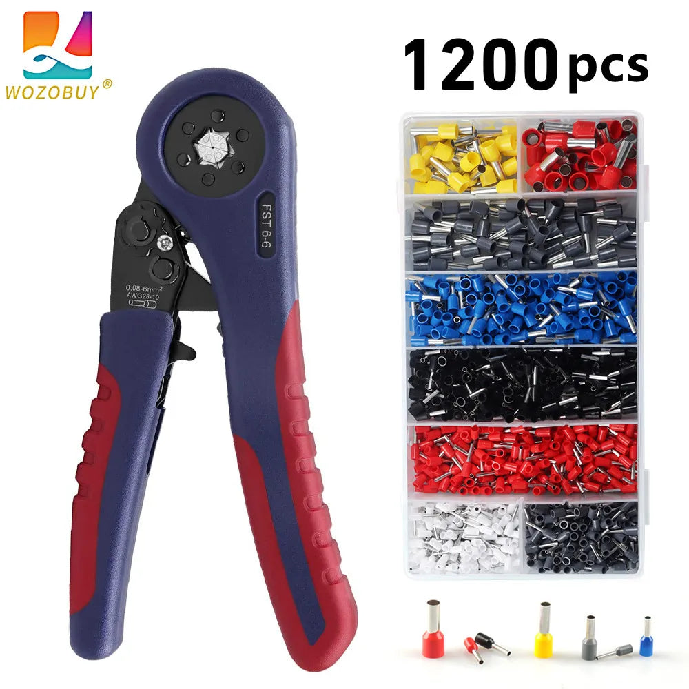 WOZOBUY Tubular Terminals Crimping Tools FST-10S 0.08mm-10mm²  28-7AWG & FST 6-6 0.08-6mm²  28-10AWG Crimp Pliers Crimper Sets