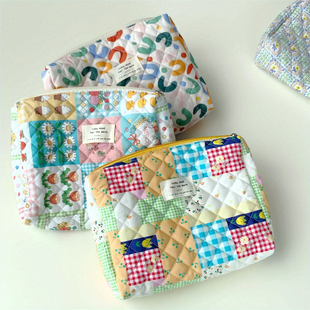 Colorful Aesthetic Pattern Clutch Storage Pouch, Zipper Lightweight Makeup Bag, Versatile Cosmetic Bag