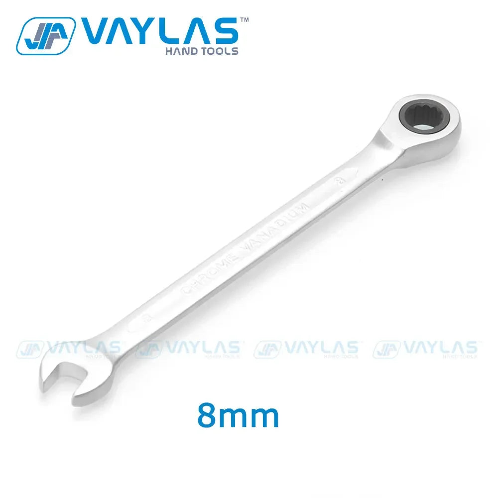 8mm Dull Polished Combination Wrench Fixed Head Ratchet 72T Open End High Torque Spanner Repair Hand Tool Chrome Vanadium Steel