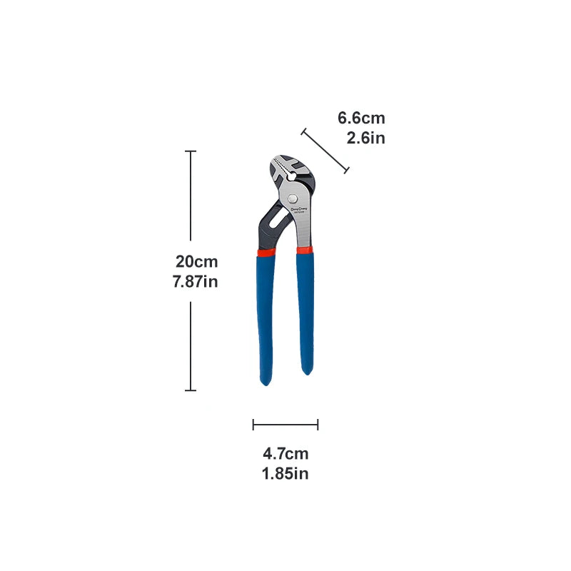 Water Pump Pliers CRV Steel Heat Treated Multi Position Adjustable Groove Joint Pipe Wrench High Torque PVC Grip 8 10 12 16 Inch