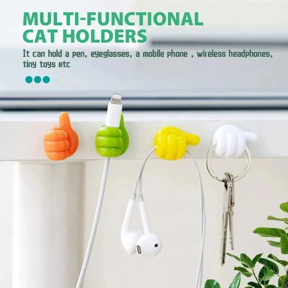 Multifunctional Silicone Thumb Hook Wire Organizer Hand Desk Dormitory Non-perforated Charging Line Fixed Receive Adhesive Hooks