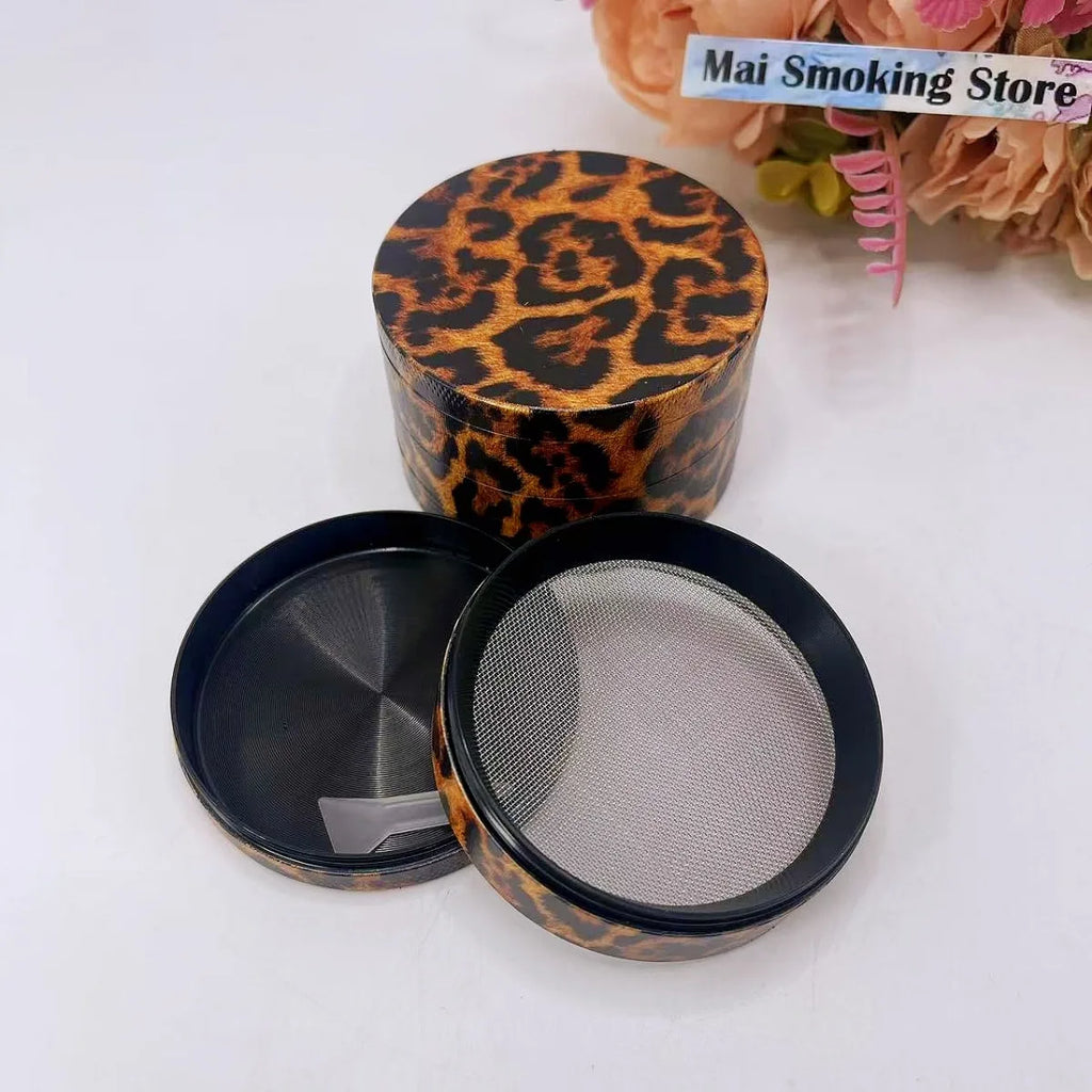 50/63mm Leopard Print Herb Grinder Manual Pepper Mill Salt Spice Mortar Tobacco Grass Grinder Cigarette Smoking Accessories