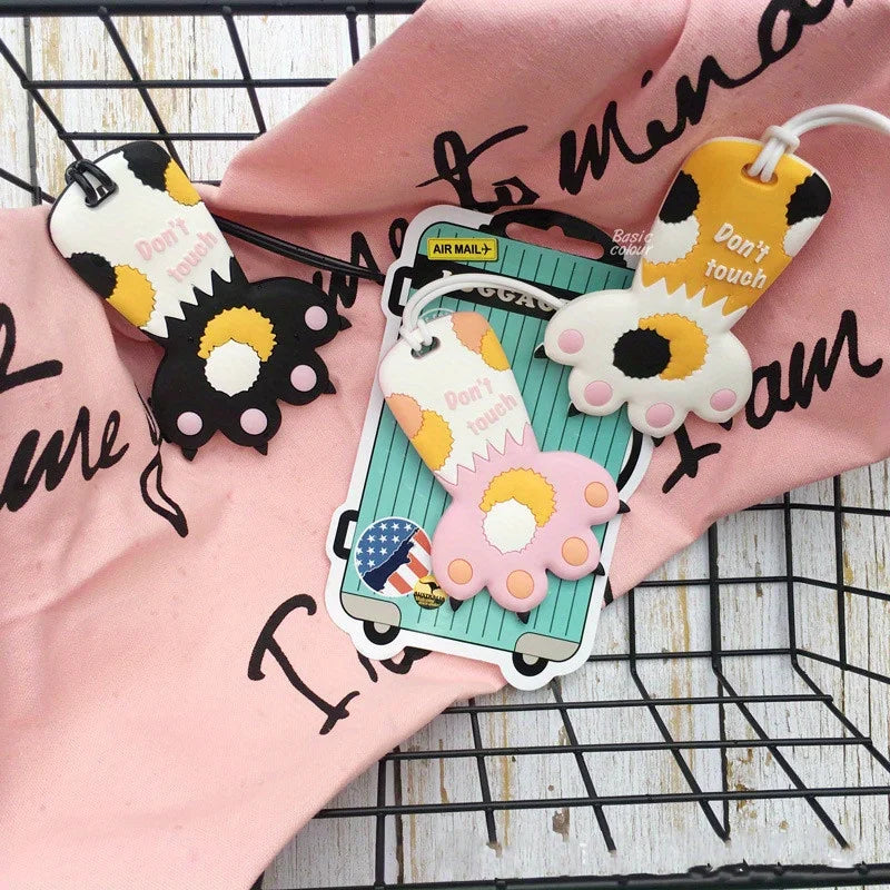Multiple Types of Luggage Tags, Cartoon Macaron Colored Cat Paw Luggage Tags, Anti Loss Hanging Accessories for Check-in