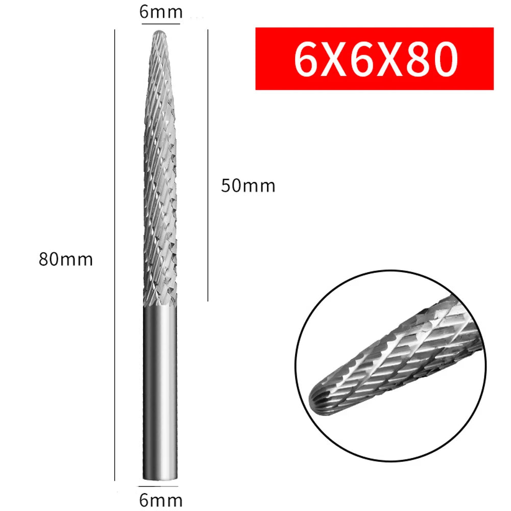 1pc Rotary File 6mm Shank High Speed Steel Grinding Head Metallic Jade Woodworking Electric Milling Cutter Carving Rotary File