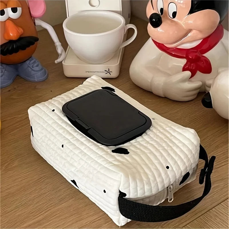 Korean Style Cute Embroidery Car Tissue Box Large Capacity Pull Paper Set Tissue Bag Stroller Tissue Hanging Bag