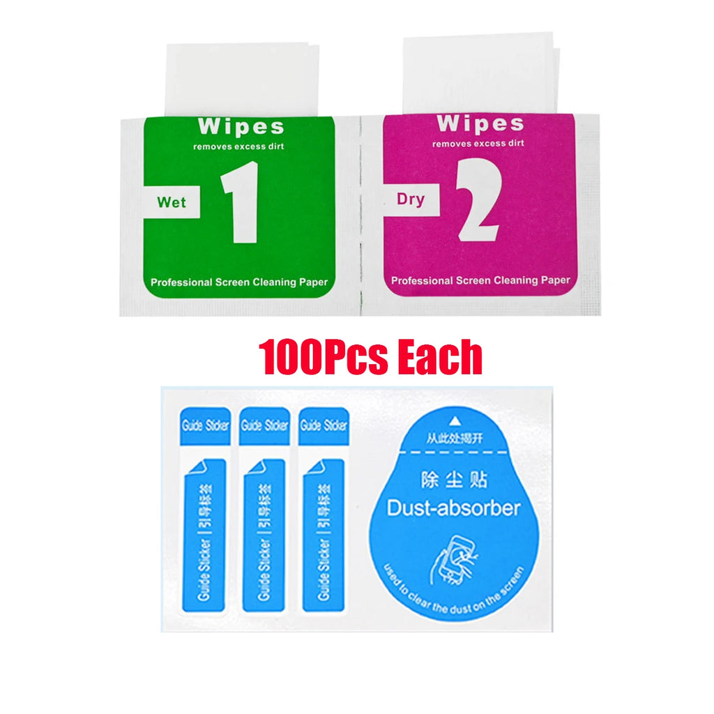 200Pcs Screen Dust Removal Dry Wet Cleaning Wipes Paper Alcohol for iPhone 16 15 Plus 14 13 12 11 Pro Max Glass Dust Absorbor