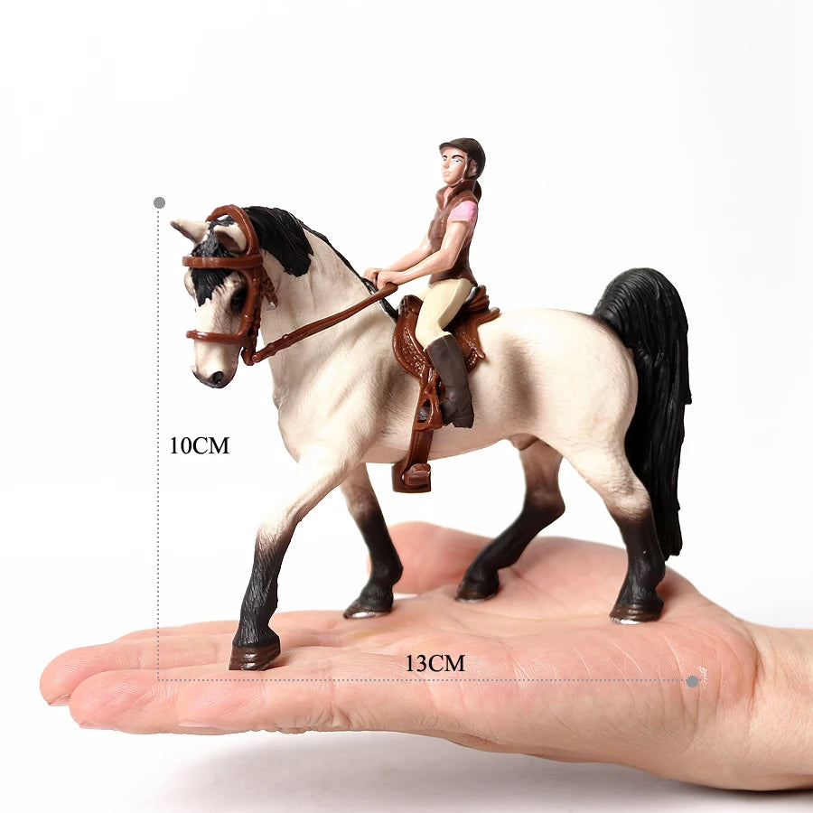 Realistic Equestrian Rider Horse with Saddle and Bridle Riding Playset Model Figures Decoration Educational Toys for Kids