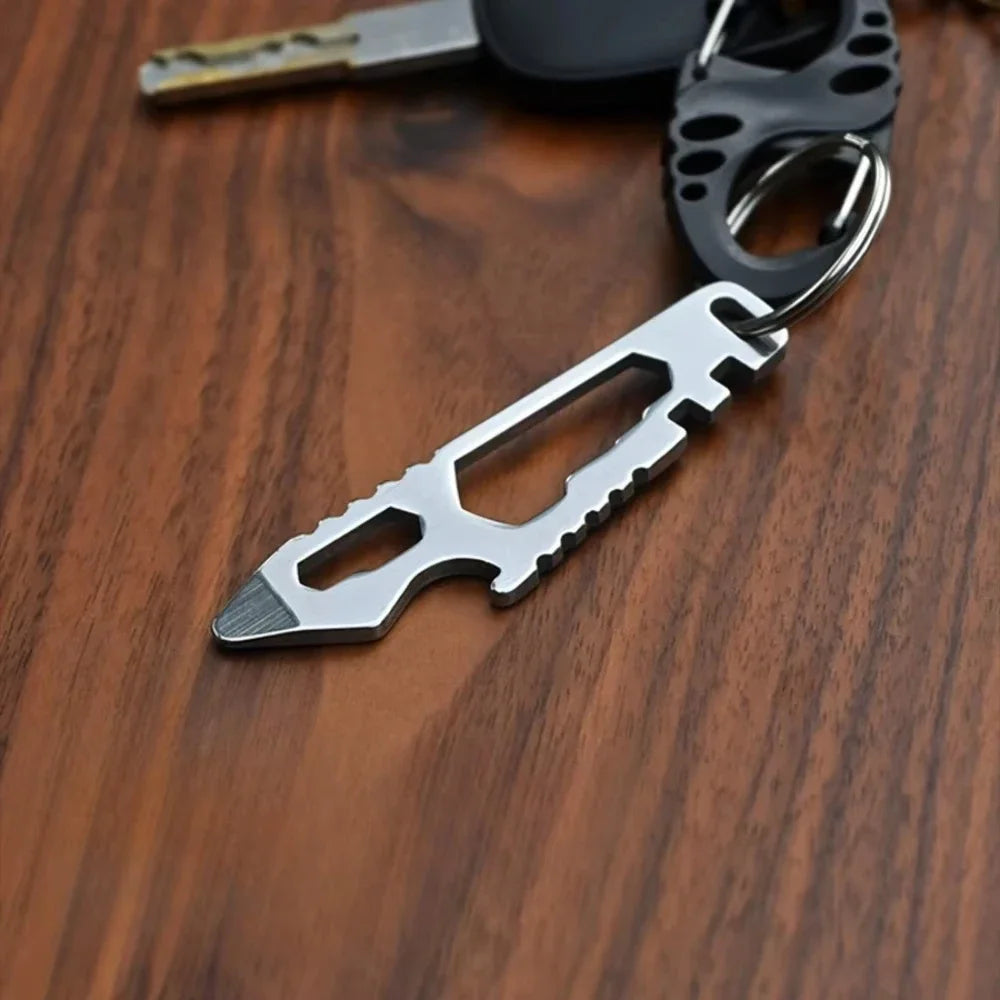 Mini Multifunctional Stainless Steel Pry Bar EDC Hex Wrench Bottle Opener Portable Outdoor Bicycle Repair Tool