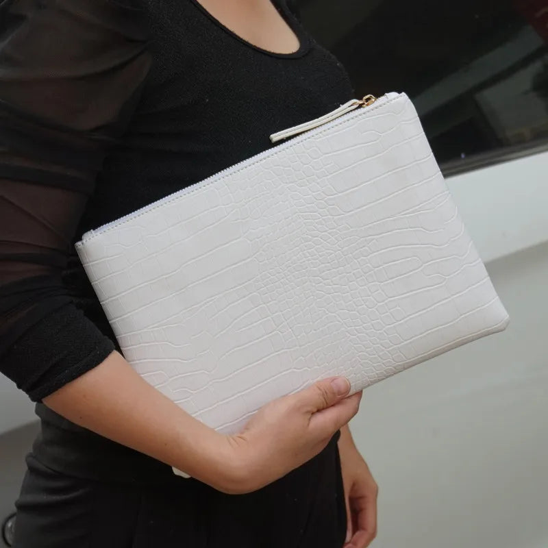 Fashion Crocodile Women Envelope Clutch Bag Ladies Evening Party Large Clutches Handbag PU Leather Alligator Phone Purses Bolsas
