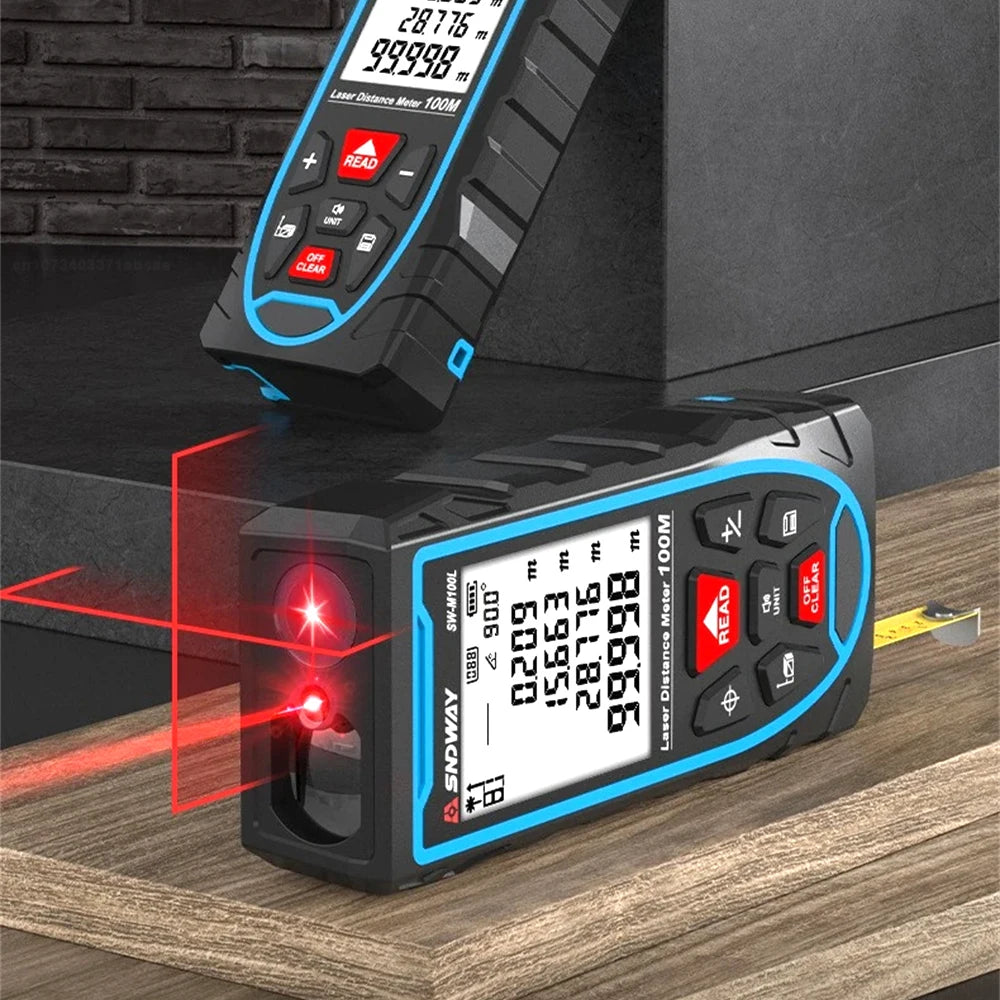 SNDWAY Cross Laser Distance Meter with Tape Measure 3 in 1 Digital Rangefinder Vertical & Horizontal Laser Range Finder