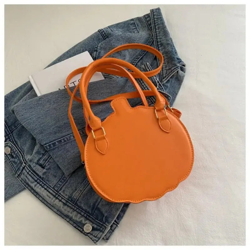 Halloween Single-Shoulder Bag, New Color-Blocking Hand-Held Women's Bag, Simple PU Material Single-Shoulder Pumpkin Bag